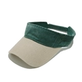 Close-up of washed cotton fabric on a retro two-tone outdoor sports sun visor - M (56-58cm) / Dark Green & Beige Gray Patchwork (F)