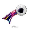 Soccer ball foil balloon with colorful tail for sports party decoration, 107x63cm size - Colorful Striped Soccer