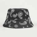 Cappello da pescatore reversibile con motivo paisley nero e bianco per il sole e stile - M (56-58cm) / Nero