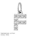 Silver letter F pendant with pavé cubic zirconia for DIY necklaces and bracelets - F-Silver