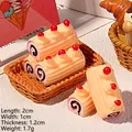 Mini gâteau roulé en résine rose avec spirales chocolat et baie rouge, 2cm x 1cm - Gâteau aux Fraises - Orange - Crème Rose