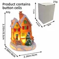 Lighted Christmas resin house ornament with snow detail and white gift box packaging - Medium Resin House Style G (DD2-29)