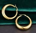 Orecchini a cerchio dorati in titanio placcato oro 18K con design moderno e spesso - Oro 40mm-Ago Piatto