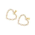 Elegant gold brass heart pendant with white pearls and sparkling cubic zirconia stones - Gold