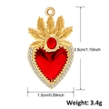 Detailed view showing dimensions of a vintage crown heart pendant with red stone - A0039 Simple Crown Heart