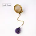 304 stainless steel gold tea infuser with raw purple fluorite crystal pendant - Purple Fluorite (Gold)
