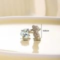 Titanium steel horseshoe ring with blue heart gem and diamond bow variant - Single Piece / Light Sea Blue