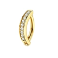 Gebogener goldener Bauchnabelpiercing aus Edelstahl mit weißen Zirkonia-Steinen - Gold