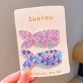 Sparkly mermaid tail sequin hair clips for girls in gradient pink and blue purple hues - Purple Mermaid (Set of 2)