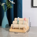 Three-tier linen jewelry stand for bracelets and watches with a natural wooden base - 3-Tier Detachable Linen Bracelet Rack