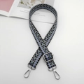 Adjustable woven shoulder strap with purple and blue wave pattern and silver metal hooks - Light Blue Black Purple + Silver Hook