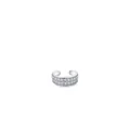 Sparkling S925 sterling silver double-row zircon ear cuff for non-pierced ears - 925 Silver / Double Row Rhinestone Silver (RHE674S)