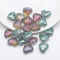 Iridescent heart-shaped glass pendant with dotted texture for DIY jewelry making - Rose Red Green