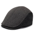 Coppola da uomo in misto lana grigio scuro con design patchwork per l'inverno - Regolabile / Grigio