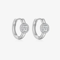 Classic S925 sterling silver hoop earrings with sparkling white zircon stones in silver - Platinum (Earrings - White Stone)