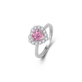 S925 sterling silver jewelry set featuring a pink heart carbon diamond ring - US Size 5 / Pink Ring