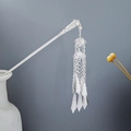 Silver geometric hollow hair pin with hanging tassels and leaf pendants for Hanfu - Hollow Multi-Layer Leaf Tassel (F331)