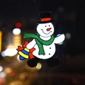 Christmas snowman window sticker with green glitter scarf and bells for festive glass decor - Snowman with Bell