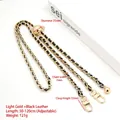 Adjustable light gold metal chain with black leather and golden ball buckle - Black Leather Light Gold Chain + Grid Gold Ball + 3-Point Gate Hook