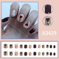 Matte rose pink press-on nails set with red tulip floral design and glitter finish - Tulip Wine Red Matte Style (A3429-Glue Version)