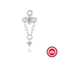 S925 Sterling Silver threading piercing earring featuring natural moonstone pendant - Single Piece / Silver - Moonstone Chain