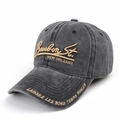 Vintage washed dark gray baseball cap with gold Bourbon St embroidery and curved brim - Black