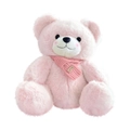 Soft pink plush teddy bear wearing a knitted smile scarf, perfect for gifting - Light Pink / 23CM
