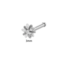 Silver stainless steel nose stud featuring a 3mm star-shaped clear cubic zirconia stone - Straight Bar Star Zirconia (Silver)