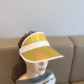 Iridescent gold sun visor hat with white trim for summer outdoor UV protection - Gold Glitter-Elastic Band