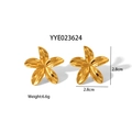 Orecchini a girasole in oro 18 carati e acciaio inossidabile lucido, misura 2,8 cm - Stile a Cinque Petali (YYE023624)