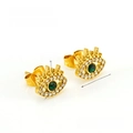 Pendientes de ojo turco bañados en oro de 18k con circón verde y cristales - Verde