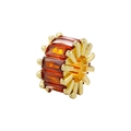 18K gold-plated copper spacer bead with orange rectangular zirconia for DIY jewelry - Gold Garnet Red