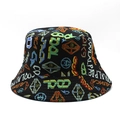 Black cotton bucket hat with colorful pixelated alpaca prints and cool graphics - M(56-59CM) / Pixel Cool Alpaca Black (05)