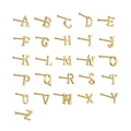 Polished gold S925 sterling silver initial nose studs set from A to Z on white background - Letter E / Gold Plated