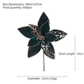 Deep green artificial Christmas flower with gold glitter accents and 25cm diameter - 25cm Dark Green