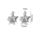 3D silver pentagram star pendant 14.5mm in stainless steel for DIY jewelry making - Steel Color Pentagram