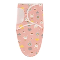 Pink swaddle wrap with cartoon rabbit and rainbow prints for newborn baby girls - Pink Little Rabbit Pattern Swaddle