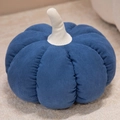Deep blue pumpkin throw pillow in corduroy fabric with creamy white stem for home decor - 20cm / Lake Blue