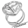 Detail view of irregular hammered silver texture ring with adjustable opening dimensions - Silver
