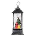 Vintage silver brushed Christmas water lantern featuring a holy family scene - Holy Family Statue