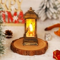 Vintage Christmas lantern with bronze finish and warm elk silhouette scene decoration - Brushed Gold Reindeer