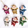 Set of 6 glittery Santa Claus ornaments in multiple colors with golden hanging strings - 6.8CM Colored Sequin Santa Claus (6Pcs) (PS-010)