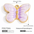 Purple and gold butterfly pendant in 18K gold-plated stainless steel for DIY jewelry - Purple Butterfly (PJ91704A)