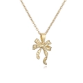 Collana minimalista dorata con ciondolo a fiocco per donna con finitura in metallo lucido - Oro