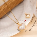 Golden heart necklace with mother of pearl inlay and 40cm plus 5cm extension chain - Double Sided Heart 2577