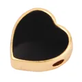DIY black enamel heart-shaped bead with golden metal border for jewelry making - Heart-Black