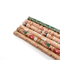 Christmas kraft wrapping paper set featuring Santa, reindeer, and snowflakes patterns - Set 10