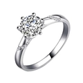 Bague élégante en Moissanite argentée avec pierre ronde de 1 carat et pavé de diamants - Ouvert Réglable / Solitaire Pavé Élégant (MS038)