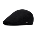 Schwarze Schiebermütze für Herren mit silberner Logoplakette und warmem Fleece-Futter - Verstellbar / Schwarz