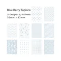 Set of 50 sheets light blue geometric pattern paper stickers in 10 different retro designs - Blue Fruit Sago
